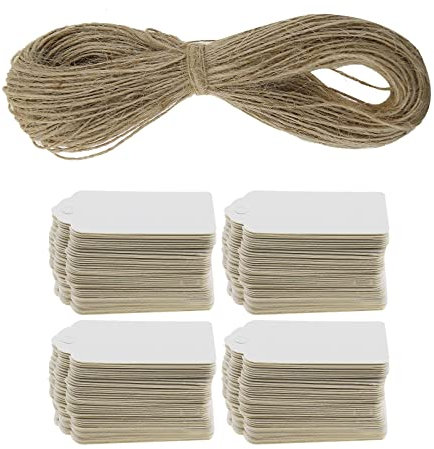 100Stk Weiß Anhänger Etiketten Gift Tags 4 x 2CM Geschenkanhänger