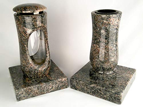 designgrab Design small Grablampe mit Vase und 2 Stück Sockel aus Granit Himalaya