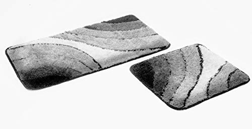 Goodway 2 teiliges Badematten Set Wave grau
