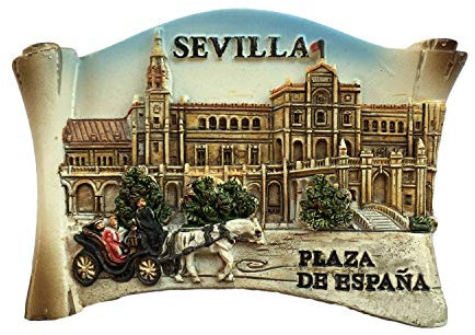 Sevilla Sevilla España 3D Imán de refrigerador con Forma de Desplazamiento Recuerdos turísticos Resina Pegatinas magnéticas Imán de Nevera Hogar y decoración de la Cocina de China