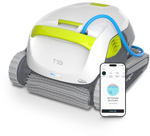 Dolphin T55i Robot Nettoyeur électrique avec Fil pour Piscine Hors-Sol Jusqu’à 12 m - Nettoyage Fond, parois et Ligne d'eau - Connectivité avec app
