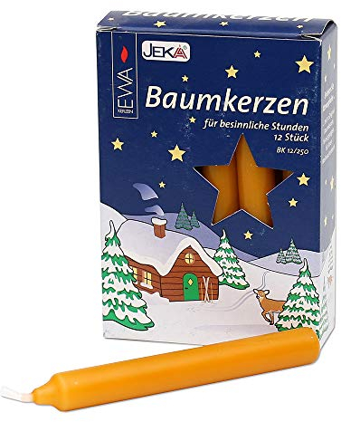 JEKA - Ebersbacher Kerzen 12er Baumkerzen Natur 15 x 15 x 125 cm, Unparfümiert