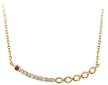 AmDxD 18K Gelbgold Halskette Geometrisch mit Rubin 0.12CT Anhänger Goldkette Für Damen Gold 45cm