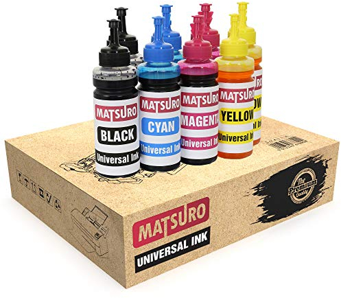 Matsuro Original | Kompatibel Universal Nachfülltinte für Tintenpatronen Ersatz für Canon HP EPSON Samsung Brother LEXMARK XEROX Dell Advent (8 x 100 ml | 2 Set)