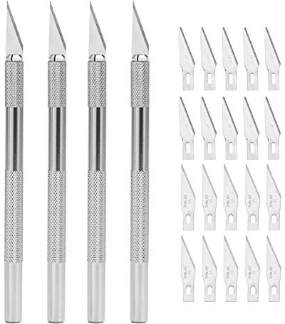 Gebildet 4pcs Precisione Coltello da Intaglio in Acciaio Inossidabile,Coltelli Hobby per Il Taglio di Opere d'Arte Fai da Te con 20pcs Lame di Ricambio