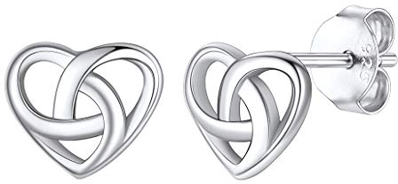 Heart Celtic Knot Stud Earrings for Women, Sterling Silver Dainty Knots Studs Ear Charms Jewelry for Teen Girls- Silver