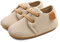 LACOFIA Zapatos Oxford con Cordones para Bebé Niños Zapatillas Primeros Pasos Antideslizantes para Bebés Beige 12-18 Meses