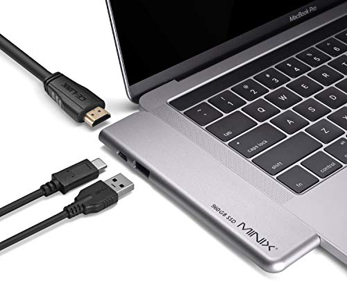 MINIX SD9 Typ-C-Speicher mit USB-C-Hub, HDMI 4K @ 60Hz, Thunderbolt 3, USB 3.0, nur kompatibel mit MacBook Pro und MacBook Air, Grau, verkauft von MINIX Technology Limited
