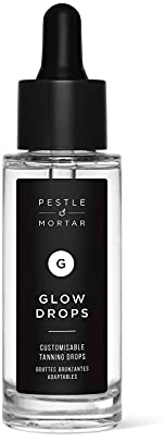 Pestle & Mortar Glow Drops Fake Tan - Selbstbräunungstropfen mit Hyaluronsäure, anpassbare Gesichtsbräunung, nicht komedogen, tierversuchsfrei und vegan, 30 ml