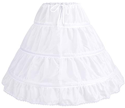 Odizli Petticoat Unterrock Reifrock Weiß Kinder Mädchen 3 Ringe Langes Puffy Tüllrock Blumenmädchen Prinzessin Kleid