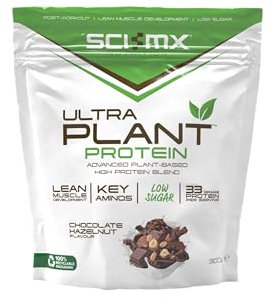SCI-MX Ultra Plant - Chocolate Hazelnut Flavour Vegan Protein Powder Blend + Vitamin B Compex - Muscle Growth & Maintenance - Low Sugar, Non-GMO - 900g (20 servings) 34g protein per serving