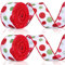 Tatuo 2 Rolls Christmas Glitter Wired Ribbon Christmas Tree Burlap Ribbon Green Red Polka Dot Sparkly Xmas Tree Decoration DIY Bows Wreath(1.5 Inch x 6 Yard Per Roll,White Base)