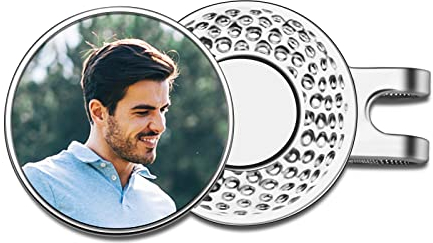 Dinikally Personalisierter Benutzerdefinierter Foto-Golfball-Marker Mit Magnetischem Hutclip, Golfzubehör, Geschenk FÜR Mann, Ehemann, Vater, Freund (STY1)