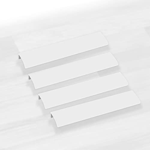 HARTE Pack 4 Tiradores para Muebles de Cocina y Baño - 200 mm - Ideal para Cajones y Armarios - Acero Inoxidable - Color Blanco Mate Edge Straight