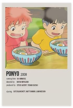 Ponyo Alternatives, minimalistisches Filmposter 474 auf Leinwand, Wandkunst, Dekor, Bild, Gemälde für Wohnzimmer, Schlafzimmer, Dekoration, Rahmen-Stil, 30 x 45 cm
