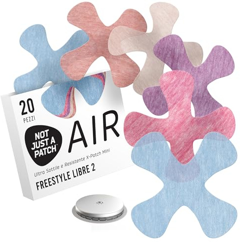 Not Just a Patch Parche Adhesivo Air X-Mini Freestyle Libre 2 (Paquete de 20) – Cubiertas para sensores a Prueba de Agua y Transpirables – Parches de monitoreo de glucosa CGM de 14 días