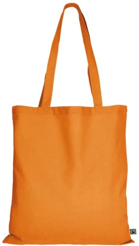 TEXXILLA 10er | 100er | 250er Pack Fairtrade Baumwolltasche - 14 Farben | mit Zwei Langen Henkeln | 38x42cm | Jutebeutel | Einkaufstasche | unbedruckt, Farbe:Mandarin, Menge:10