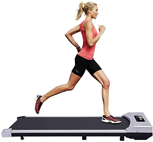 Laufband für Zuhause Walking Pad Laufband Schreibtisch mit Fernbedienung, Tragbar Ultra Slim Laufband Treadmill mit LED-Display, 477W 1-6km/h | ohne Installation | EU Stock (Silber)