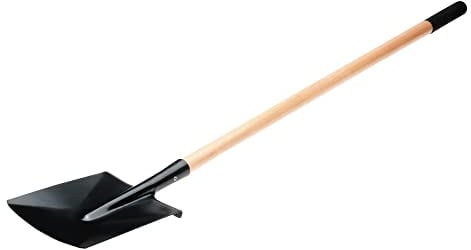 Amig - Pala Quadrata | Zappa da Giardino con con Lama in Acciaio e Manico Lungo in Legno | Attrezzi per Orto e Giardinaggio in Finitura Nera | Misure: 152 cm