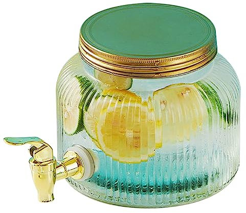 2,8 L Getränkespender | Wasserspender Mit Deckel Und Auslaufsicherem Zapfhahn | Saftbehälter Für Party, Hochzeit, Familientreffen, Geburtstag,Gold-ABS-Zapfen