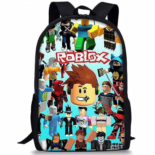 Robllox Rucksack, Robllox 3D-Gedruckte Rucksäcke Anime Kinderrucksäcke Cartoon Einstellbare Schulrucksack wasserdichte Backpack Modeaccessoire Rucksack für Schule Reisetasche Kindergarten Bewegung