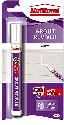 White Grout Reviver Pen Easy To Use Tile Grout Pen Whitener For Bathroom Joints Restoring Discoloured & Faded Joints 7ml
