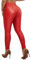 TIOKFLW Kunstleder Leggings Damen Mit Innenfleece, High Waist Lederimitat Hose, Leder PU Pants Sexy Warm Winter, Lederhose - Rot XXL