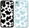 Yoedge 2 Pack Cute Phone Cases for iPhone XR Case 6.1, Fashion Cow Print Silicone Slim Soft TPU Phone Case for Women, Shockproof Cover Protective Funda para Girls, Black & Blue