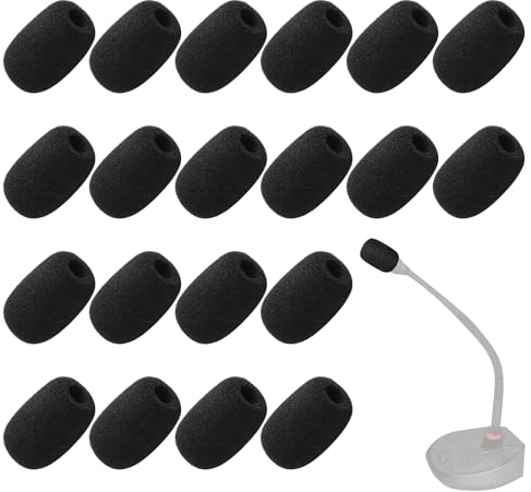 Pack of 20 Pop Protection Microphone, Microphone Wind Protection, Lavalier Wind Protection, Foam Microphone Lid, Mini Microphone Headset Windscreen, for Classes, Stage Performance and Meeting, 8 x 22