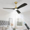 Depuley Deckenventilator mit Beleuchtung und Fernbedienung Leise, 52'' Lampe mit Ventilator, Schwarz Holz 3 Flügeln,Gold Struktur,Deckenleuchte mit Ventilator für Schlafzimmer, Wohnzimmer,Terrassen