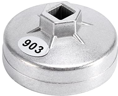VOBor Chiave Per Filtro Olio 74mm 14 Scanalature 3/8 D Chiave Per Filtro Olio in Alluminio Strumento di Rimozione Bussola Argento 903 Per Motore Auto 2.3L 2.5L O Altri Tipi Simili Chiave Per Filtro O