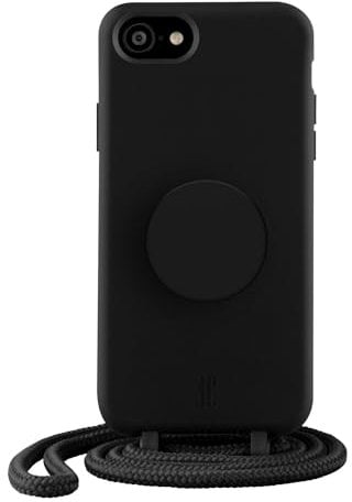 Just Elegance Compatible with iPhone 7/8/SE20 - Mobile Phone Case with Strap - Protective Case with Chain - Removable Cord (Black)