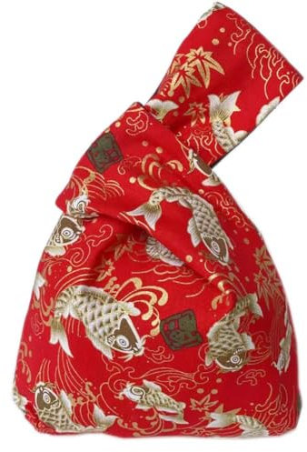 FANCYPUMPKIN Vintage japanische Yukata Kimono Kranich Handtasche Handgelenktasche Kleine Münztasche Tragetasche Henkeltasche Knotentasche für Frauen, E-29