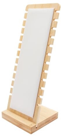 GLADFRESIT Necklace Hanger Display Stand, Solid Wood Necklace 12 Slots with Leather Display Stand for Necklace and Bracelet Retail Stores or Personal Collections(White)
