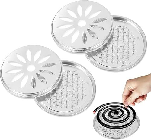 Lot de 2 Supports en Acier Inoxydable pour Bobine de Moustique, Support de Bobine de Moustique avec Couvercle, Support en Spirale de Moustique, pour Chambre à Coucher Jardin Camping Voyage (C)