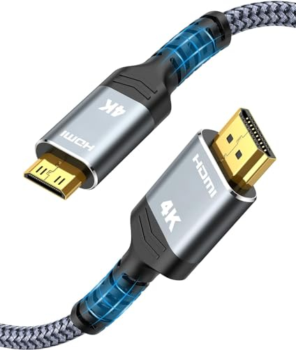 SNOWKIDS Mini HDMI auf HDMI Kabel 7,5M, 4K@60Hz 18Gbps HDMI auf Mini HDMI Kabel Nylon Braided Support 4K,2K@120Hz,UHD,1080P, 3D, HDR, ARC, for Kamera, Laptop, HDTV, Monitor, Projector, Raspberry