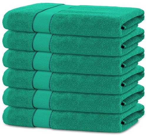 BANANALU 6 Handtücher Set 50x100cm 100% Baumwolle Gästehandtücher Handtuch Smaragd