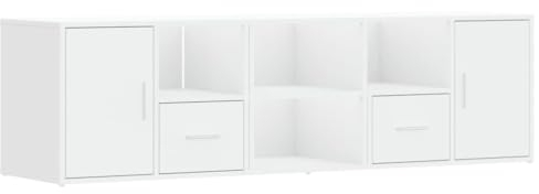 vidaXL Eckregal, Eckschrank 2 Montagemöglichkeiten, Schrank mit Stauraum, Aufbewahrungsschrank Vitrine für Wohnzimmer, Weiß Holzwerkstoff