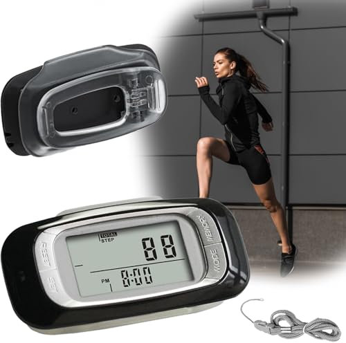 Cerkkapo 3D Schrittzähler, Tragbar DigitalerSchrittzähler Clip, Genauer Schrittzähler Ohne App und Handy, Pedometer mit Clip und Umhängeband, Kalorienverbrauch, Ideal für Gehen