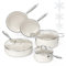 PekGema Ceramic Pots and Pans Set, 11 Pcs Cookware Set Non Toxic, Nonstick Kitchen Cookware, Oven Safe Cooking Pan Set, PFAS PTFE PFOA FREE, Cream White