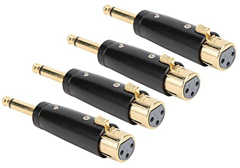 XLR Adapter, Mic Adapter 4Pcs Metal 6.35mm Single Track Male to Female Construction Mic Jack Plug XLR Connector XLR Adapter Audio Converter for Headphone, Power Amplifier