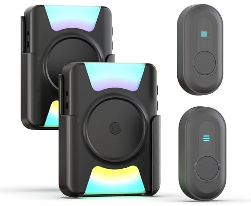 CallToU Hearing Impaired Doorbell 1000FT Wireless Battery Operated Door Bell with Vibrating Flashing Light Avoid Scare Others for Deaf at Home Office 2 Call Buttons 2 Portable Receivers