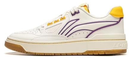 Li-Ning BADFIVE Rookie ABCU025 - Scarpe da Basket Unisex, comode, Traspiranti, Casual, Versatili, Bianco Sporco Giallo Viola, 43 EU