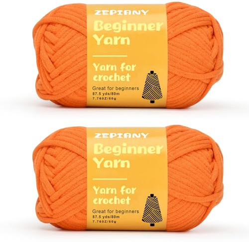 Wolle Zum Häkeln Amigurumi Häkelgarn Für Anfänger Wolle Zum Stricken,Glatte Baumwolle Zum Häkeln Für Tiere,Crochet Baumwollgarn Häkeln,2 x 50g/80m,Orange