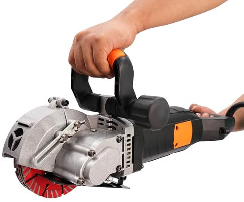 Betontrennsäge, elektrische kabelgebundene Betonkreissäge, elektrischer Betonschneider 4800W Mauernutfräse Set Wand Fugenfräse Schlitzfräse w/ 5x Trennscheiben 6000RPM