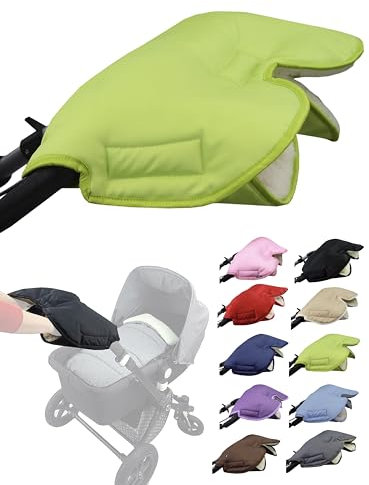 Muff Handschuh [Handwärmer für Kinderwagen] Handmuff Buggy mit Lammwolle wasserfest winddicht Universalgröße für Kinderwagen, Buggy, Radanhänger (grün)