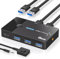 AILVLVNG USB 3.0 Switch 2 Computers Sharing USBC & USBA Devices, USB Switcher 2 Port Sharing Keyboard Mouse and Printer with 2 Universal Serial Bus 3.0 Cables and Desktop Controller