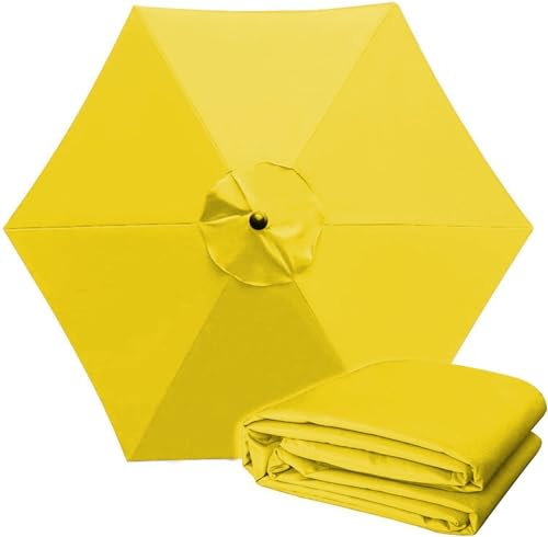 QIQVIV 2.0M/2.7M/3.0M Replacement Garden Parasol Canvas 6/8 Ribs Replacement Canopy For Parasol Umbrella Replacement Cloth(Yellow,(8Rib) 2.7m/106in)