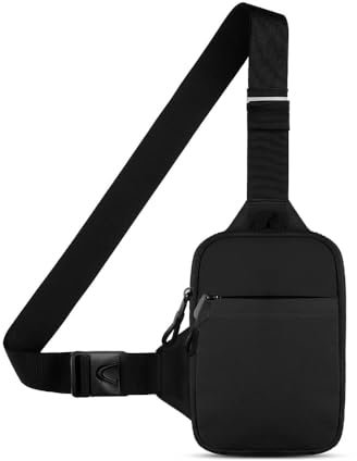 Onetraum Kleine Schultertasche – Für 6,7-Zoll-Handys (auch mit Hülle) – Damen Herren wasserdichter Leichter mini Crossbody Bag Brusttasche für Wandern, Gym, Büro (Vintage-Schwarz)