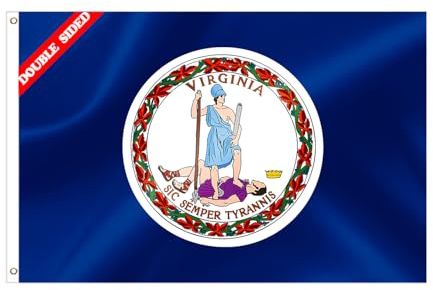 Virginia Bundesstaatsflagge, doppelseitig, VA-Flagge, lebendige Farben, lichtbeständig, Polyester mit Messingösen, Geschenke und Raumdekoration, für drinnen und draußen